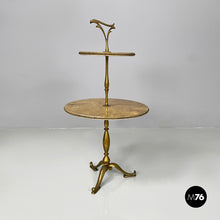 Load image into Gallery viewer, Coffee table in brass and wood with marble effect, 1960s
