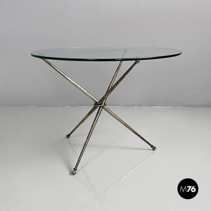 Coffe table in glass and  burnished metal, 1960s