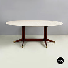 Load image into Gallery viewer, Dining table in mrble, wood and brass, 1960s
