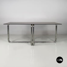 画像をギャラリービューアに読み込む, Dining table in smoked glass and steel, 1970s
