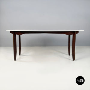 Dining table in marble, wood and bass, 1960s