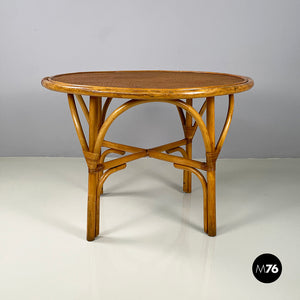 Round dining table in rattan, 1960s