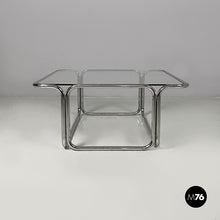 Load image into Gallery viewer, Coffee table in glass and chromed steel, 1970s
