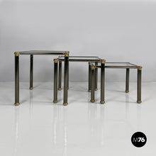 Charger l&#39;image dans la galerie, Coffe tables in metal and glass, 1980s
