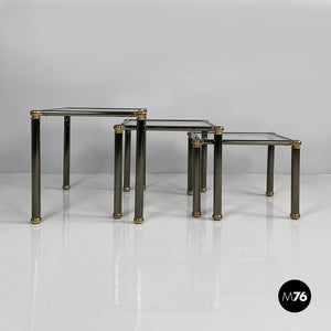 Coffe tables in metal and glass, 1980s