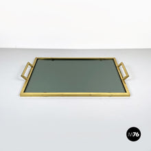 Load image into Gallery viewer, Tray in brass and smoked glass, 1960s
