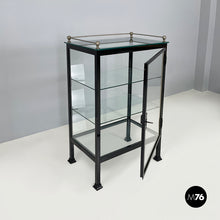 画像をギャラリービューアに読み込む, Display cabinet in glass and black metal, early 1900s
