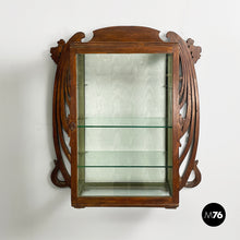 Load image into Gallery viewer, Wall display cabinet in wood and glass, early 1900s
