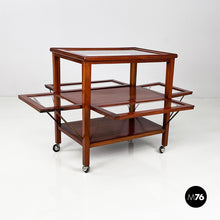 Load image into Gallery viewer, Cart with bar compartment in wood and glass, late 1800s
