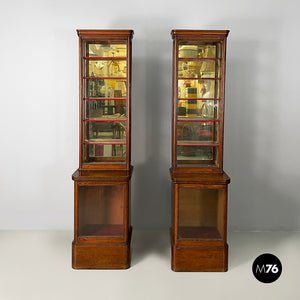 Display cases in wood and glass, mid 1800s