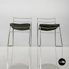 Load image into Gallery viewer, Chairs steel and black leatherette, 1970s
