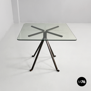 Coffee table in metal and glass Cuginetto by Enzo Mari for Driade, 1970s