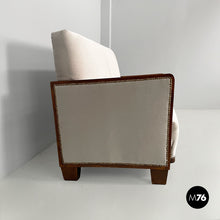 Load image into Gallery viewer, Sofa in wood and grey velvet, 1930s
