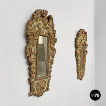 Load image into Gallery viewer, Mirrors in golden and light green wood, 1900s
