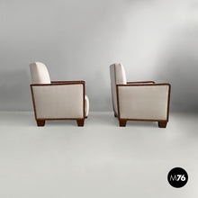 Load image into Gallery viewer, Armchairs in wood and grey velvet, 1930s
