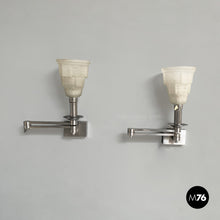 Carica l'immagine nel visualizzatore di Gallery, Wall lamps in metal and glass, 1940s
