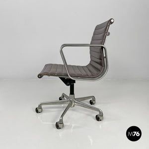 Dark grey leather office chair by Charles and Ray Eames for ICF, 1970s