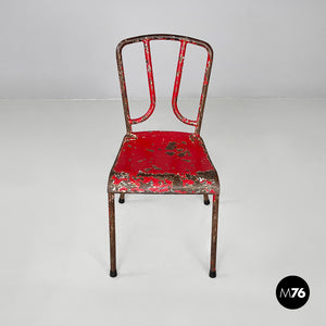 Red metal chairs, 1940s