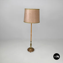 Load image into Gallery viewer, Velvet and brass floor lamp, 1940s
