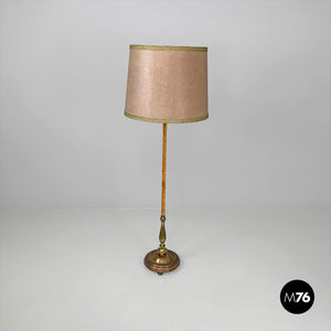 Velvet and brass floor lamp, 1940s