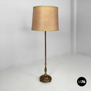 Velvet and brass floor lamp, 1940s