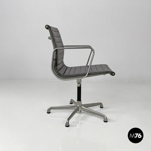 Dark grey leather office chair by Charles and Ray Eames for ICF, 1970s