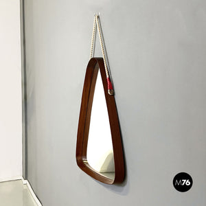 Solid wood triangular wall mirror, 1960s