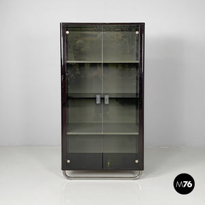 Wooden black lacquered wardrobe, 1970s