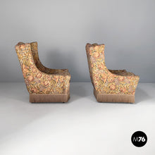 Charger l'image dans la galerie, Armchairs in wood and fabric, 1950s
