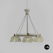 画像をギャラリービューアに読み込む, Glass and brass chandelier, 1930s
