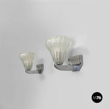 画像をギャラリービューアに読み込む, Wall lamps in glass and metal, 1930s
