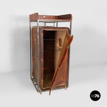 Load image into Gallery viewer, Wardrobe in brown leather and metal, 1980s
