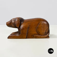 Charger l&#39;image dans la galerie, Wooden dog jewelry box or object holder, 1920s
