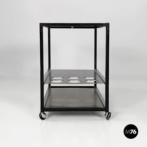 Cart in steel and black metal, 1980s