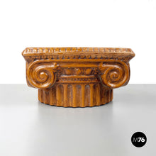 Load image into Gallery viewer, Ionic capital centerpiece in brown ceramic, 1980s
