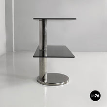 Carica l&#39;immagine nel visualizzatore di Gallery, Console in smoked glass and steel, 1980s
