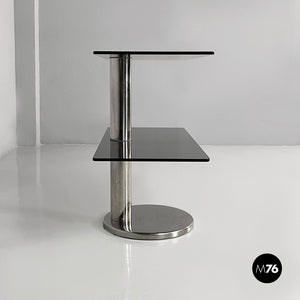 Console in smoked glass and steel, 1980s