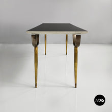 将图片加载到图库查看器，Console in wood and brass, 1980s
