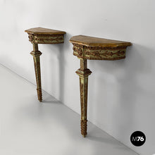 Load image into Gallery viewer, Consoles in green and yellow wood, 1700s
