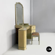 Charger l'image dans la galerie, Makeup console with mirror and stool in wood, 1930s
