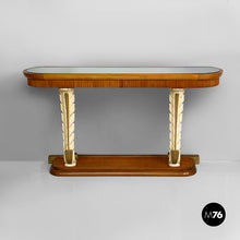 Load image into Gallery viewer, Wall console in wood and mirror, 1940s
