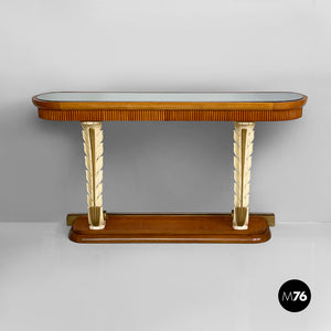 Wall console in wood and mirror, 1940s