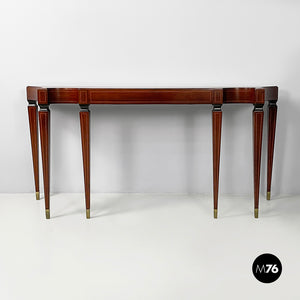 Wooden console with brass feet, 1950s