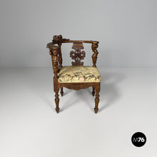 Charger l'image dans la galerie, Wooden armchairs with floral fabric, late 19th century
