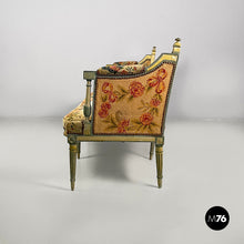 Load image into Gallery viewer, Bench in wood and fabric, 1800s
