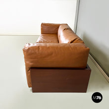 将图片加载到图库查看器，Brown leather sofa by Cappellini, 2000s
