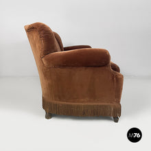 Load image into Gallery viewer, Sofa in brown velvet, 1930s
