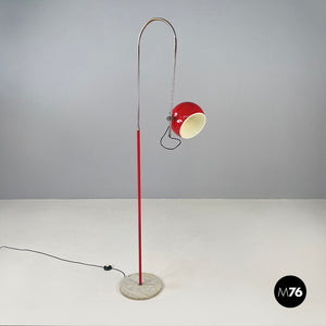 Adjustable floor lamp in red metal, 1970s