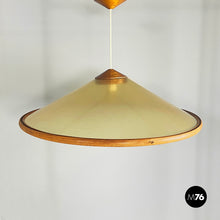 Load image into Gallery viewer, Conical chandelier in green fiberglass and wood, 1980s
