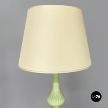 Load image into Gallery viewer, Floor lamp in fabric and green opaline glass, 1930s
